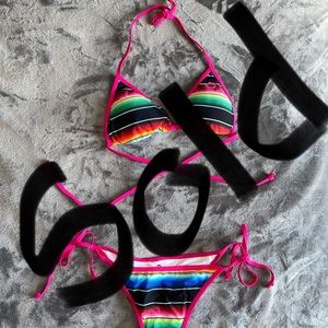 Multi color striped bikini